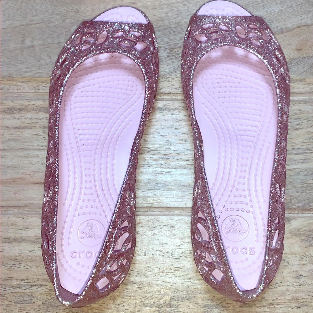 COPY - Crocs Isabella Pink Glitter Jelly Flat San…